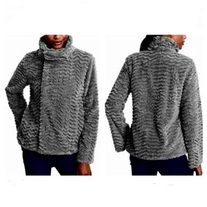 Patagonia Pelage Fleece Teddy Jacket Coat Grey Asymmetrical Zipper Womens Sz S